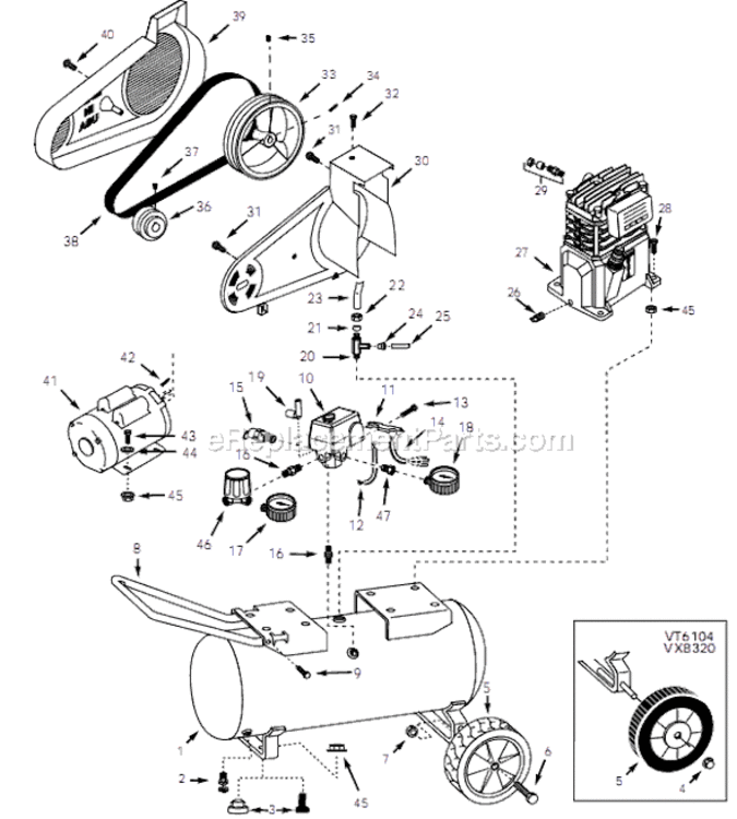 Page A Diagram and Parts List for VX831404 2001 Campbell Hausfeld Compressor